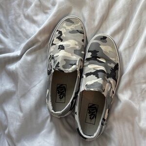 Vans Grey Camouflage Slip-On Sneakers